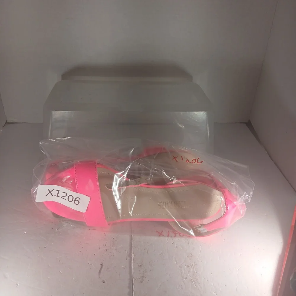 Dream Pairs Block Heel Sandals 7.5 Neon Pink Patent Barbiecore Low Heel